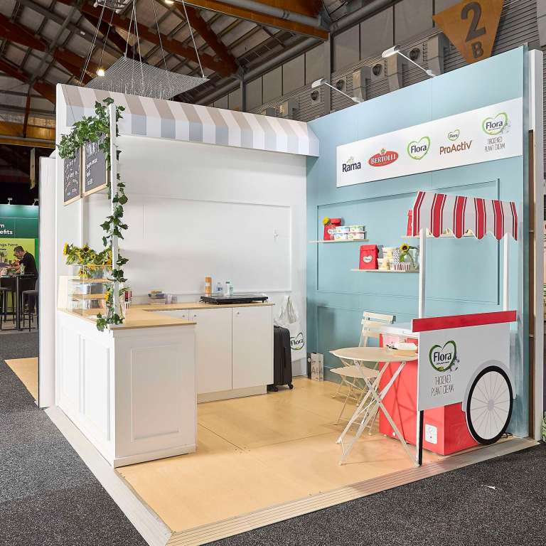 A 3x3 exhibition stand for Upfield to showcase their products at the Woolworths Conference.